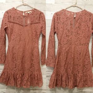 NWT pink lace long sleeve dress